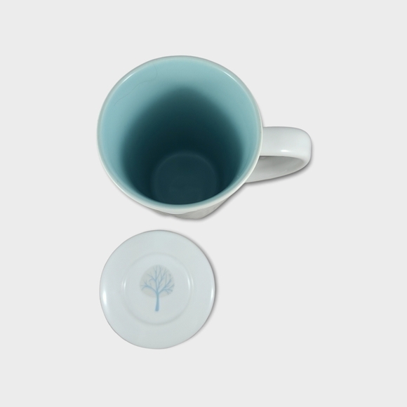 DAVIDS TEA Mug with Ceramic Lid Retired Nordic Blue Winter Tree Perfect Cup - Picture 3 of 6